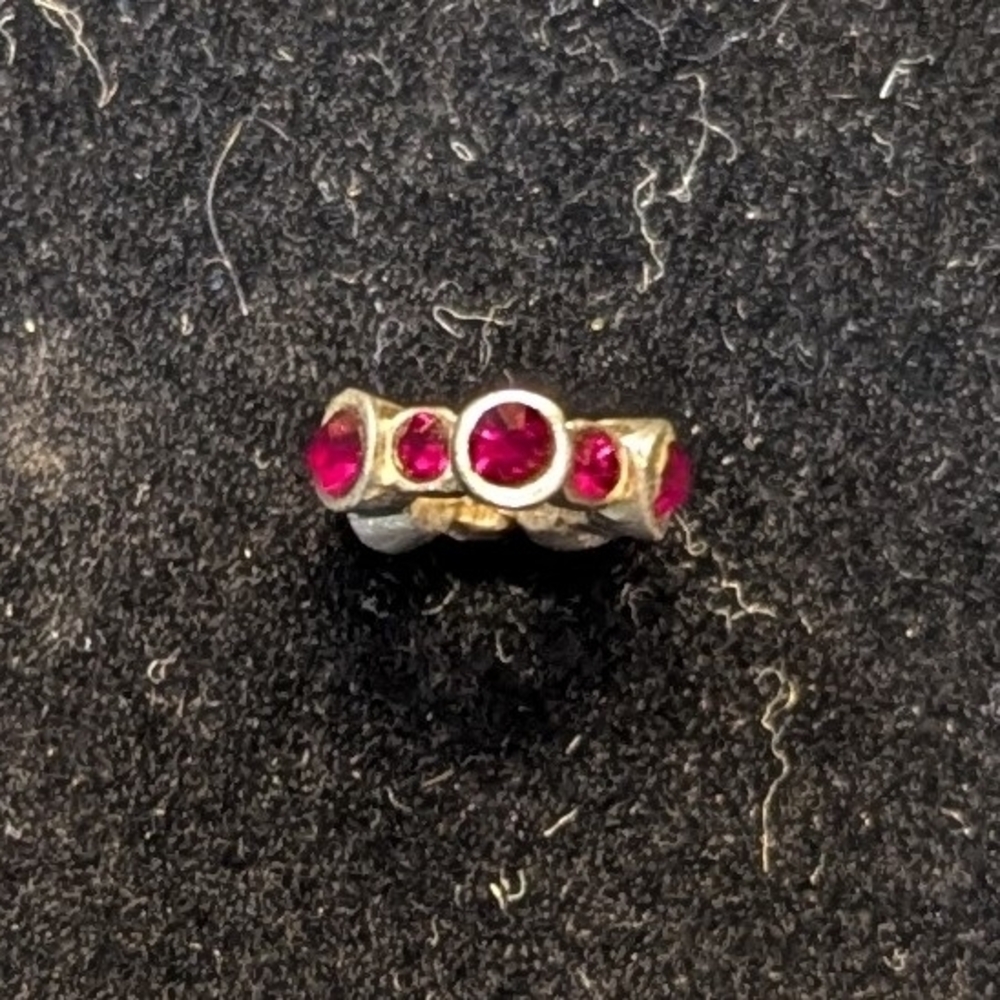 Pretty Spacer Charm with ❤️ Red ❤️ Gemstones